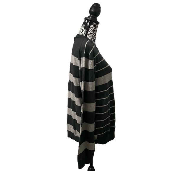 Express Stretch Pima Cotton Crewneck Sweater Knit Horizontal Stripes Gray XL - Picture 5 of 8